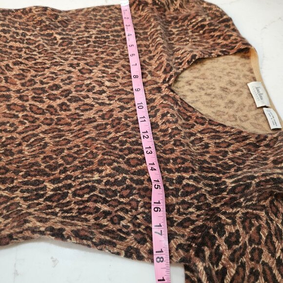 Neiman Marcus 100% Pure Cashmere Sweater Size Small Leopard Print Brown Preppy - Picture 7 of 8